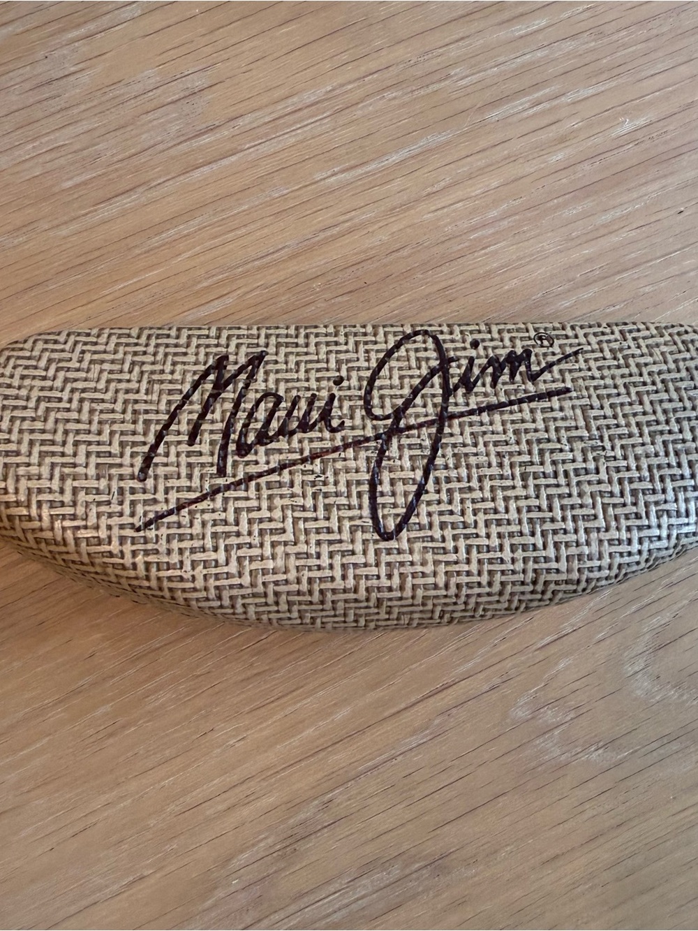 Maui Jim Tan Woven Sunglasses Case with Script Logo